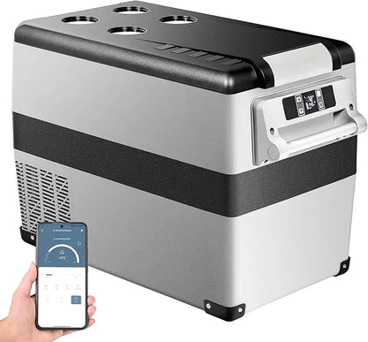 12V car refrigerator electric cooler, 48 quart (45 liter) portable refrigerator APP control, with detachable basket