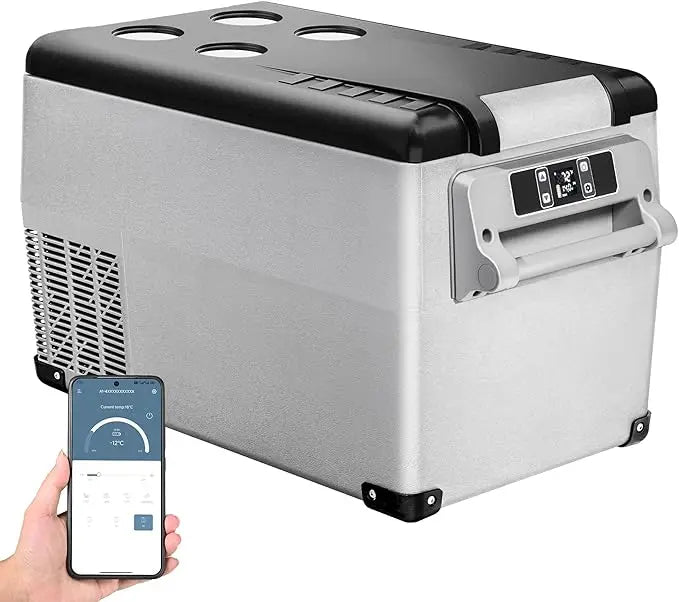 12V car refrigerator electric cooler, 48 quart (45 liter) portable refrigerator APP control, with detachable basket