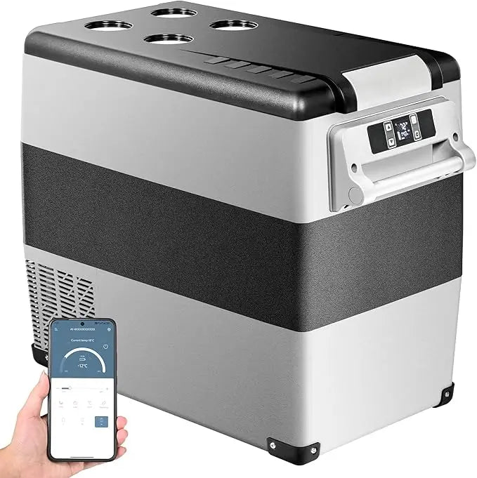 12V car refrigerator electric cooler, 48 quart (45 liter) portable refrigerator APP control, with detachable basket