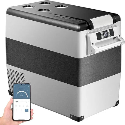 12V car refrigerator electric cooler, 48 quart (45 liter) portable refrigerator APP control, with detachable basket